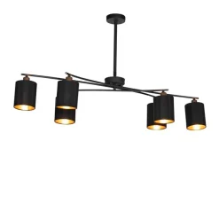 QAZQA Moderne hanglamp zwart verstelbaar 6-lichts - Lofty