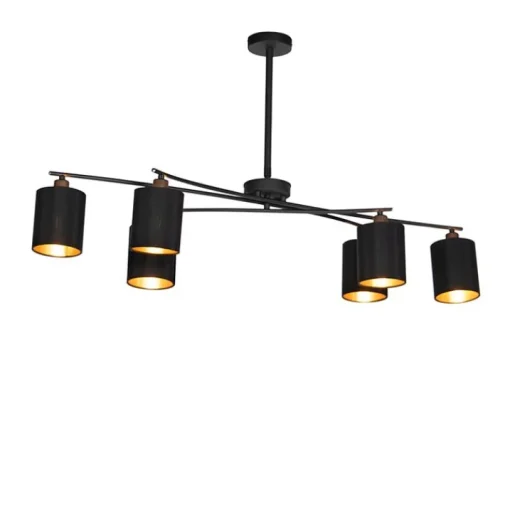 QAZQA Moderne hanglamp zwart verstelbaar 6-lichts - Lofty