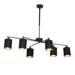 QAZQA Moderne hanglamp zwart verstelbaar 6-lichts - Lofty