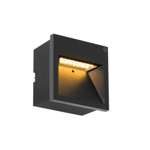 QAZQA Moderne inbouw wandlamp zwart incl. LED - Gem 2