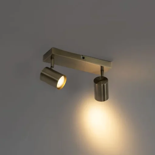 QAZQA Moderne plafondlamp brons 2-lichts verstelbaar rechthoekig - Jeana