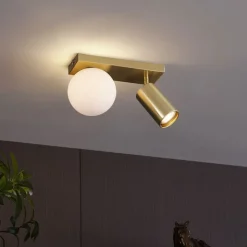 QAZQA Moderne plafondlamp messing 2-lichts kantelbaar - Lesly