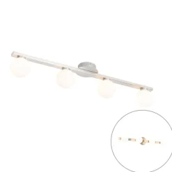 QAZQA Moderne plafondlamp staal IP44 4-lichts - Cederic