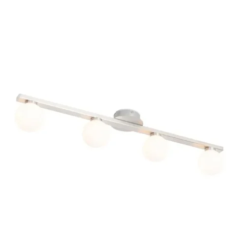QAZQA Moderne plafondlamp staal IP44 4-lichts - Cederic