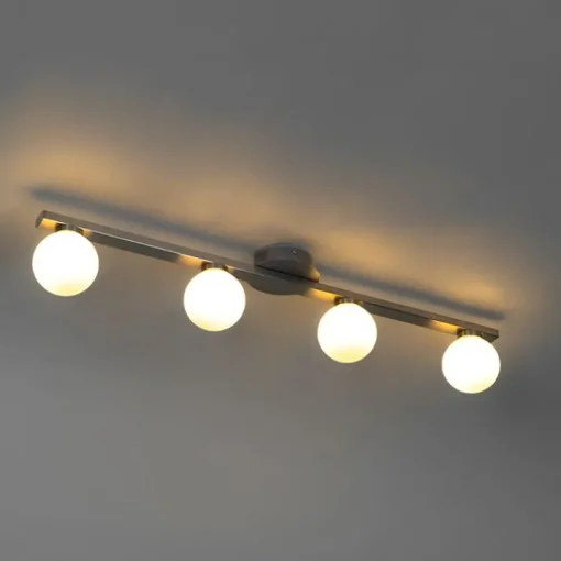QAZQA Moderne plafondlamp staal IP44 4-lichts - Cederic