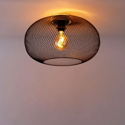 QAZQA Moderne plafondlamp zwart 45 cm - Mesh Ball