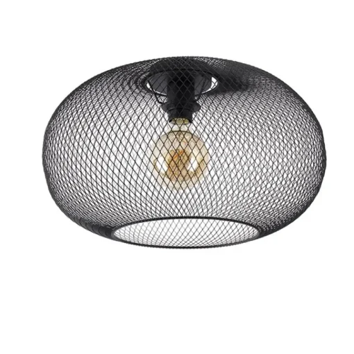 QAZQA Moderne plafondlamp zwart 45 cm - Mesh Ball