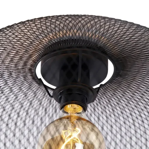 QAZQA Moderne plafondlamp zwart 45 cm - Mesh Ball