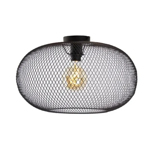 QAZQA Moderne plafondlamp zwart 45 cm - Mesh Ball