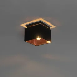 QAZQA Moderne plafondlamp zwart met goud - VT