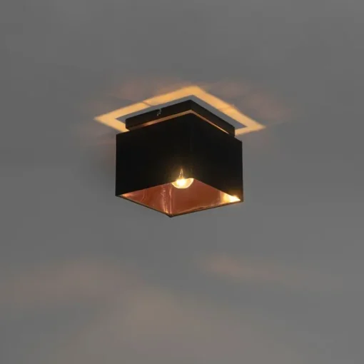 QAZQA Moderne plafondlamp zwart met goud - VT