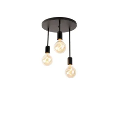 QAZQA Moderne plafondlamp zwart 3-lichts - Facil