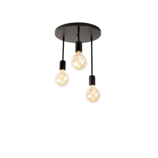 QAZQA Moderne plafondlamp zwart 3-lichts - Facil
