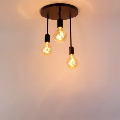 QAZQA Moderne plafondlamp zwart 3-lichts - Facil