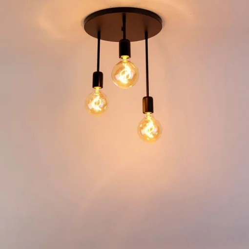 QAZQA Moderne plafondlamp zwart 3-lichts - Facil