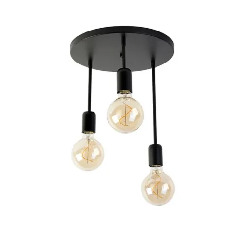 QAZQA Moderne plafondlamp zwart 3-lichts - Facil