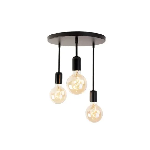 QAZQA Moderne plafondlamp zwart 3-lichts - Facil