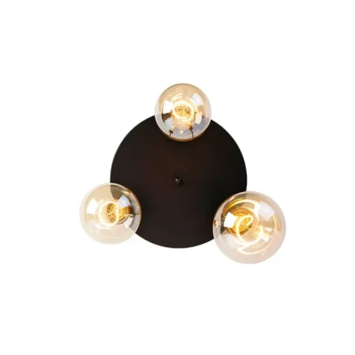 QAZQA Moderne plafondlamp zwart 3-lichts - Facil