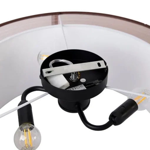 QAZQA Moderne plafonnière bruin met wit 50 cm 3-lichts - Drum Duo