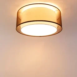 QAZQA Moderne plafonnière bruin met wit 50 cm 3-lichts - Drum Duo