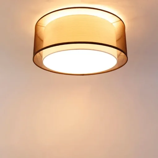 QAZQA Moderne plafonnière bruin met wit 50 cm 3-lichts - Drum Duo