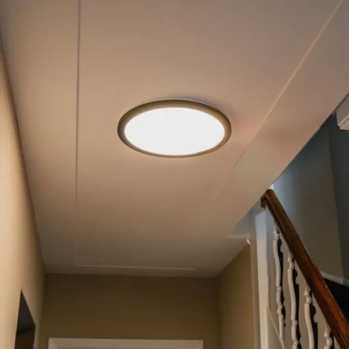 QAZQA Moderne plafonnière zwart 30 cm incl. LED IP44 - Steve