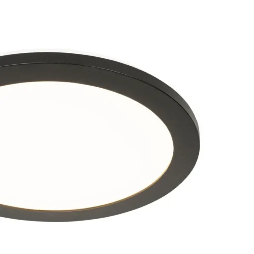 QAZQA Moderne plafonnière zwart 30 cm incl. LED IP44 - Steve