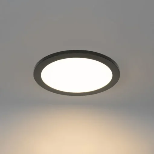 QAZQA Moderne plafonnière zwart 30 cm incl. LED IP44 - Steve