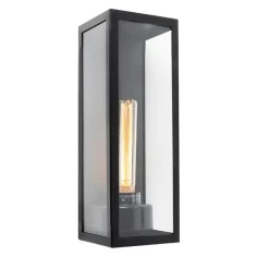 QAZQA Moderne rechthoekige buiten wandlamp zwart met glas - Rotterdam Long