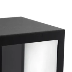 QAZQA Moderne rechthoekige buiten wandlamp zwart met glas - Rotterdam Long