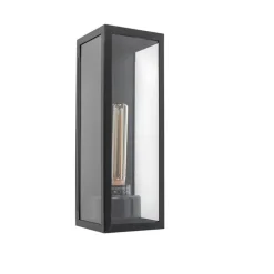 QAZQA Moderne rechthoekige buiten wandlamp zwart met glas - Rotterdam Long