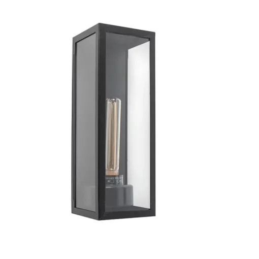 QAZQA Moderne rechthoekige buiten wandlamp zwart met glas - Rotterdam Long
