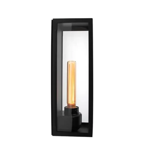 QAZQA Moderne rechthoekige buiten wandlamp zwart met glas - Rotterdam Long