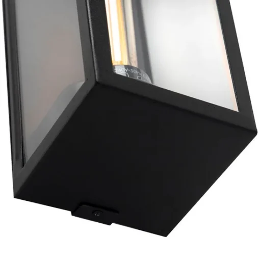 QAZQA Moderne rechthoekige buiten wandlamp zwart met glas - Rotterdam Long