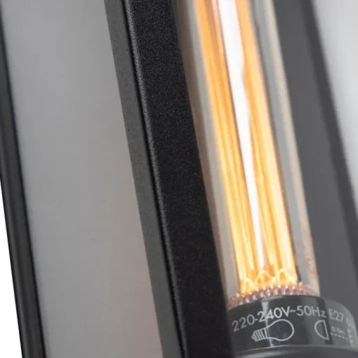 QAZQA Moderne rechthoekige buiten wandlamp zwart met glas - Rotterdam Long