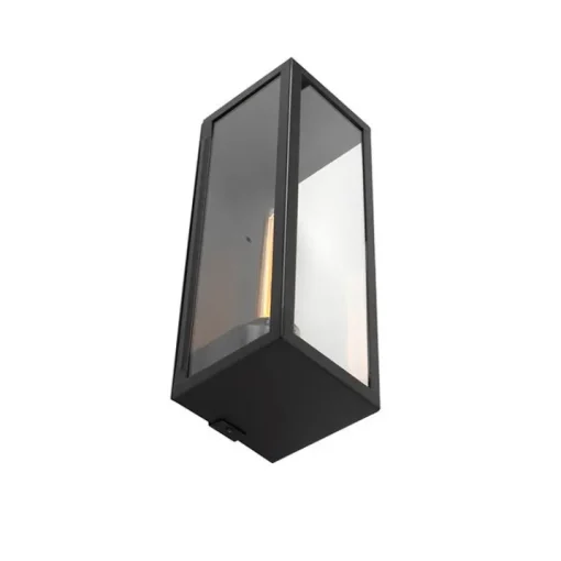 QAZQA Moderne rechthoekige buiten wandlamp zwart met glas - Rotterdam Long