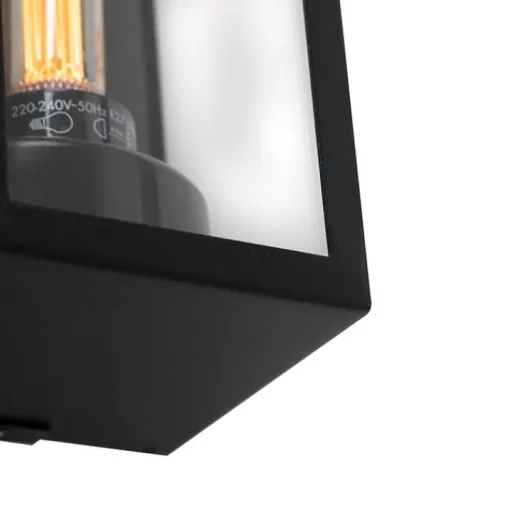 QAZQA Moderne rechthoekige buiten wandlamp zwart met glas - Rotterdam Long