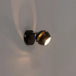 QAZQA Moderne spot 1-lichts zwart met gouden binnenkant - Buell Deluxe