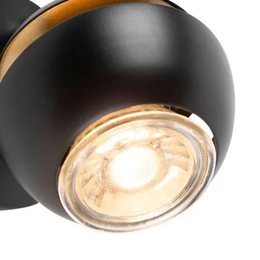 QAZQA Moderne spot 1-lichts zwart met gouden binnenkant - Buell Deluxe