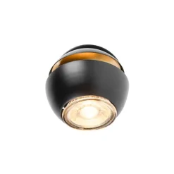 QAZQA Moderne spot 1-lichts zwart met gouden binnenkant - Buell Deluxe
