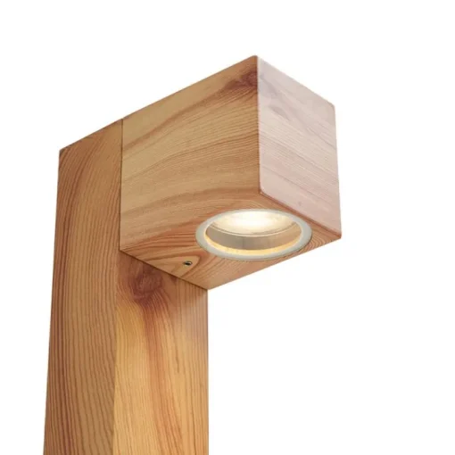 QAZQA Moderne staande buitenlamp aluminium met hout print 65cm IP44 - Baleno