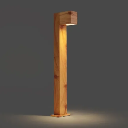 QAZQA Moderne staande buitenlamp aluminium met hout print 65cm IP44 - Baleno