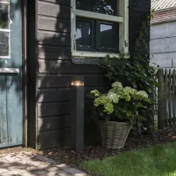 QAZQA Moderne staande buitenlamp 70 cm donkergrijs IP44 - Denmark