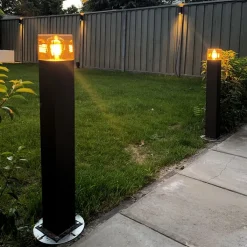 QAZQA Moderne staande buitenlamp 70 cm donkergrijs IP44 - Denmark