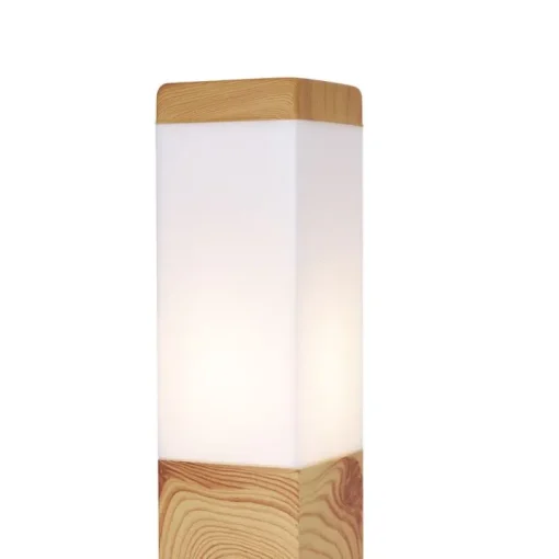 QAZQA Moderne staande buitenlamp staal met hout print 45cm IP44 - Malois
