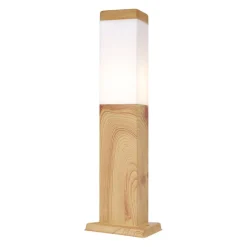 QAZQA Moderne staande buitenlamp staal met hout print 45cm IP44 - Malois