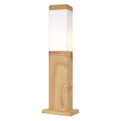 QAZQA Moderne staande buitenlamp staal met hout print 45cm IP44 - Malois