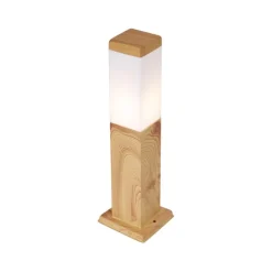 QAZQA Moderne staande buitenlamp staal met hout print 45cm IP44 - Malois