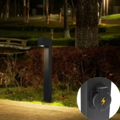 QAZQA Moderne staande buitenlamp zwart 65cm met stopcontact IP44 - Baleno