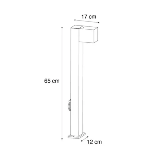 QAZQA Moderne staande buitenlamp zwart 65cm met stopcontact IP44 - Baleno